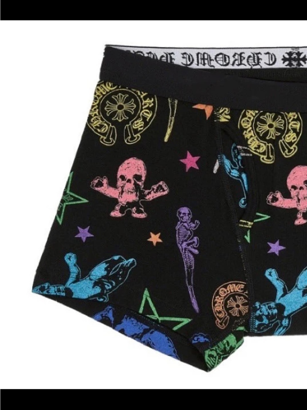 Chrome Hearts FOTI 
 Black Multicolor Skull & Star Print Shorts